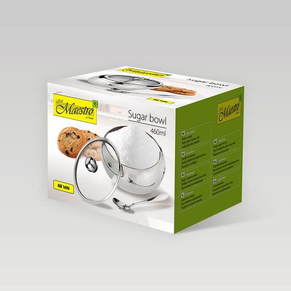 Сахарница металлическая с ложкой Маестро Maestro 460 мл MR-1696 | Зображення 2