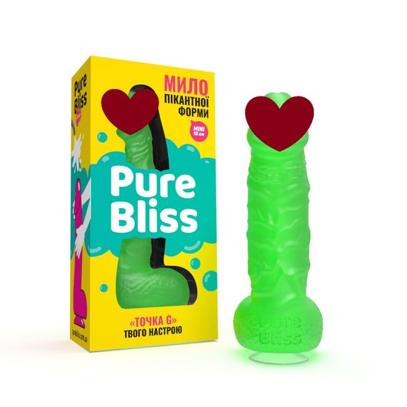 Мило член Pure Bliss MINI на присосці, зелене, 15 см Sex Aura
