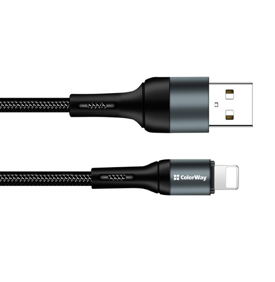 Кабель USB Lightning ColorWay CW-CBUL045-BK 2,4A 1м чорний | Зображення 1