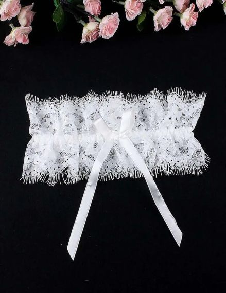 Білі мереживні підв'язки Star Night з бантиками (без коробки) Sex Aura | Зображення 3