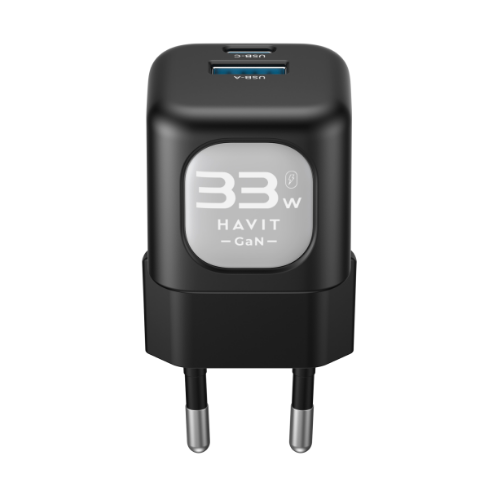Зарядний пристрій мережевий USB/Type-C 33W чорний/сірий GaN Havit UC230 | Зображення 1