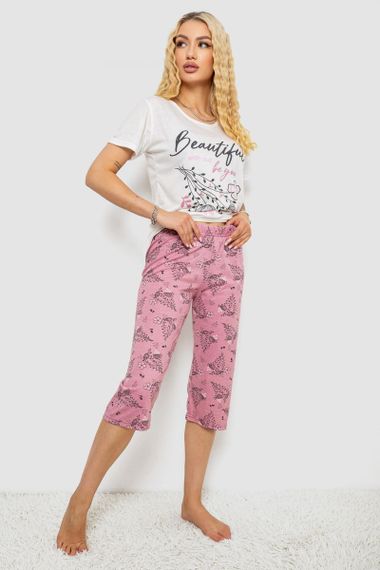 Пижама женская с принтом, цвет молочный, 243R10311 | Зображення 2