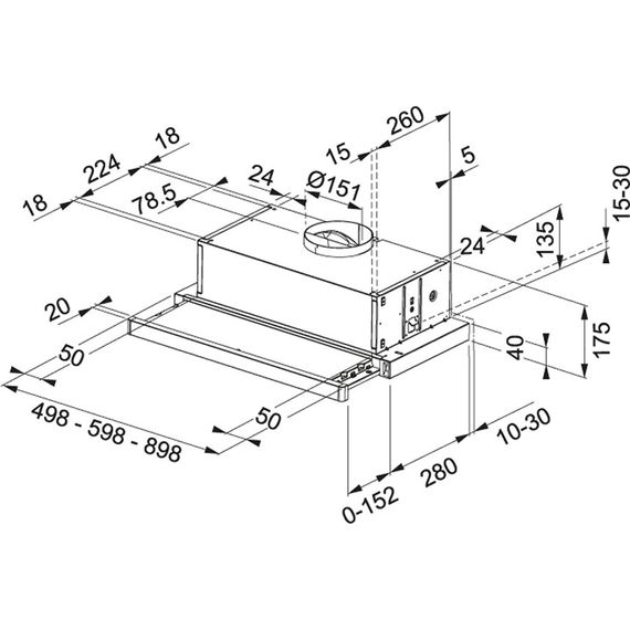 Витяжка вбуд.телескопічна Franke Flexa FTC 532L GR/XS/ 315.0547.794/50 см/3 швидк/518 м3.г/нержав (315.0547.794) | Зображення 1
