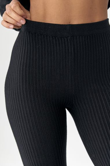 В'язані трикотажні лосини в рубчик - чорний цвет, ONE SIZE (є розміри) | Зображення 3