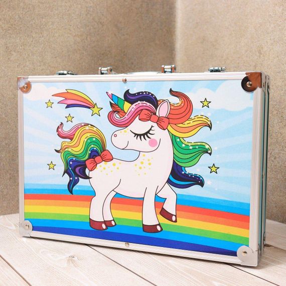 Детский набор для рисования в чемодане, 145 предметов, Голубой / Художественный набор для творчества / Набор | Зображення 9