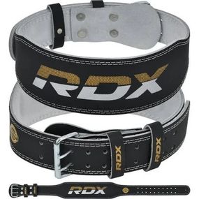 Атлетический пояс RDX 4 шкіряний Black Gold L (WBS-4RB-L)
