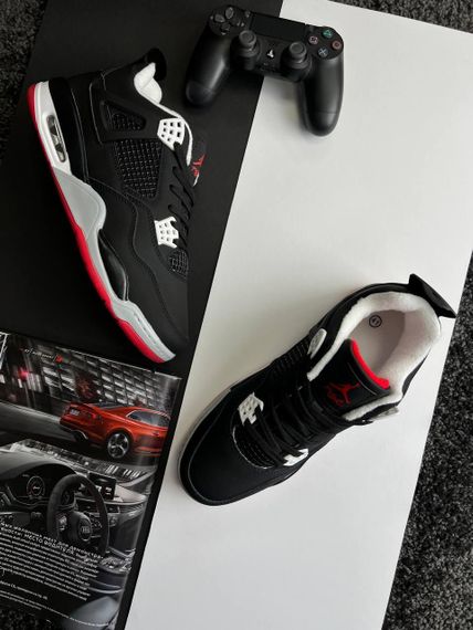 Кросівки зимові чоловічі Air Jordan 4 Retro Fleece Termo Black Red , В'єтнам 44 28.5 см | Зображення 6