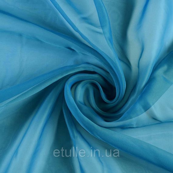 Тюль однотонний шифон синій