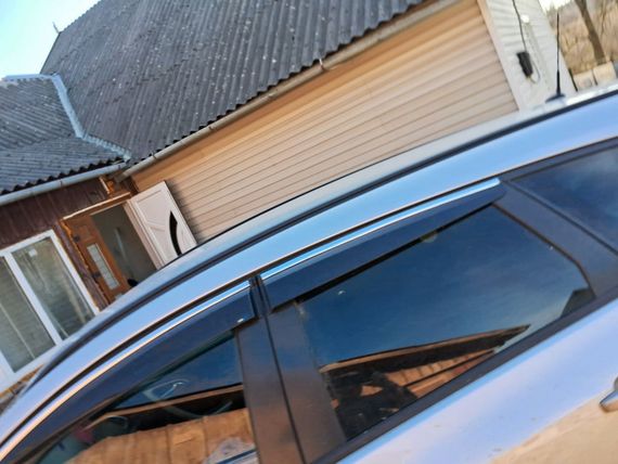 Ветровики с хром с полоской HB/SD (4 шт, Sunplex Chrome) для Opel Astra J 2010-2024 гг | Зображення 2