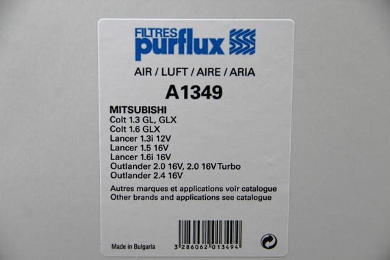 Повітряний фільтр, PURFLUX lancer 95-13/colt 96-03/outlander 03-07 (A1349) | Зображення 2