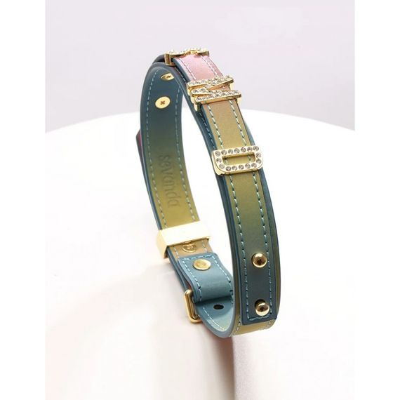 Нашийник-чокер із золотими літерами зі стразами Sevanda Lockink, шкіряний, різнокольоровий Sex Aura | Зображення 1