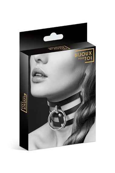 Чокер потрійний з кільцем для повідця Bijoux Pour Toi - FETISH, екошкіра | Зображення 2