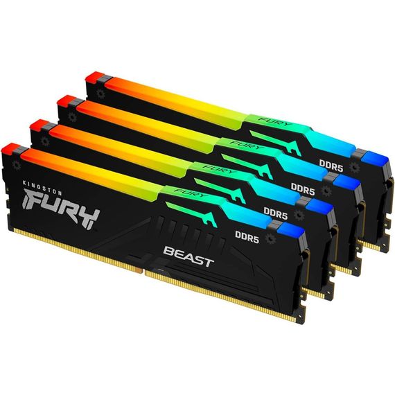 Модуль пам'яті для комп'ютера DDR5 128GB (4x32GB) 5600 MHz Beast RGB XMP Kingston Fury (ex.HyperX) (KF556C40BBAK4-128) | Зображення 1