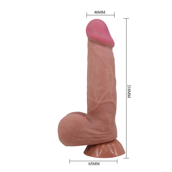 Фалоімітатор на присосці, з хребтом та ефектом ковзної шкіри LyBaile - Sliding Skin 8,5'', BW-008105NRG-1 Sex Aura | Зображення 9