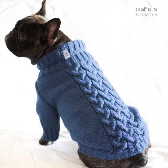 Светр в'язаний Косичка синiй Y-230 | Зображення 1