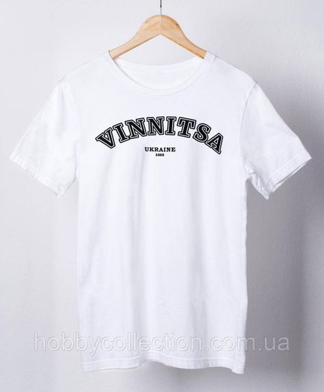 Футболка жіноча із патріотичним принтом "VINNITSA Ukraine 1363" біла