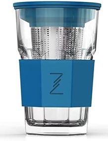 Стакан-заварник ZestGlass Original 415мл з металевим ситом і силіконовим захистом (синій)