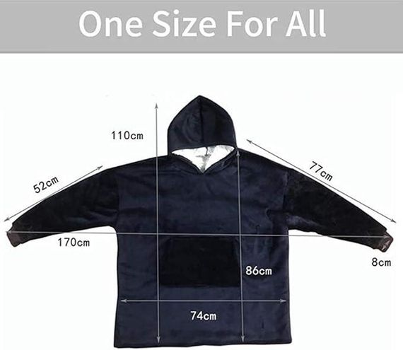 Худи-плед, толстовка Super Dalian с карманами и капюшоном для дома флисовый теплый оверсайз кофта-одеяло серая | Зображення 3