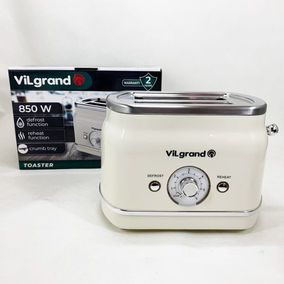 Тостер для хліба побутовий ViLgrand VT0823R 850 Вт, Тостер для будь-якого хліба компактний SJ-25 | Зображення 2