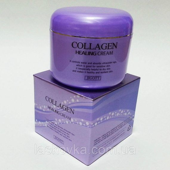 Нічний поживний крем із колагеном Jigott Collagen Healing Cream, 100 ml | Зображення 1