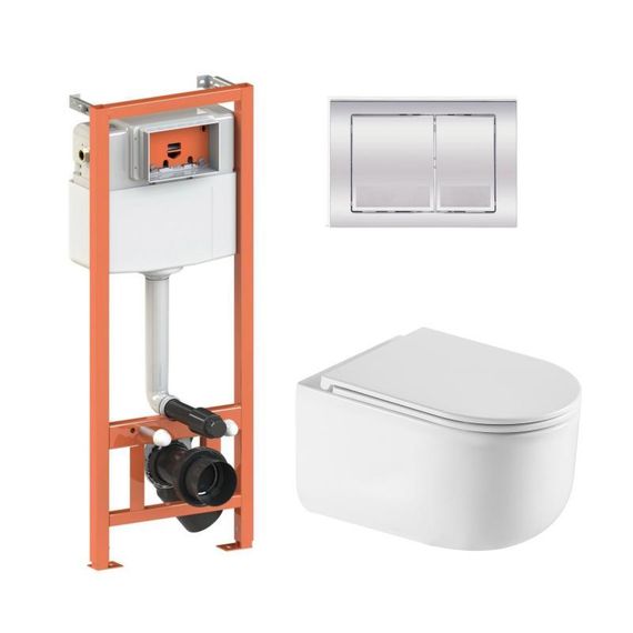 Готове рішення Qtap для ванної кімнати: підвісний унітаз Taurus Ultra Quiet 485×360×350 + комплект інсталяції Nest 4 в 1