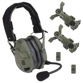 тактичні активні навушники HD-16 Bluetooth+ кріплення чебурашки олива