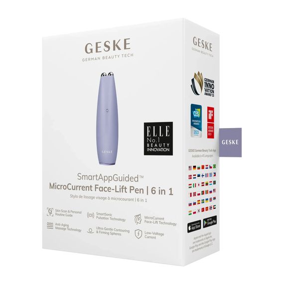 Мікрострумова ручка для підтяжки шкіри обличчя GESKE MicroCurrent Face-Lift Pen 6в1 white, Фіолетовий | Зображення 7