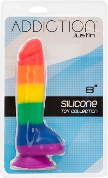 Райдужний фалоімітатор ADDICTION - JUSTIN - 8 "- RAINBOW, 20,3 см, силікон, вібропуля в подарунок Sex Aura | Зображення 6