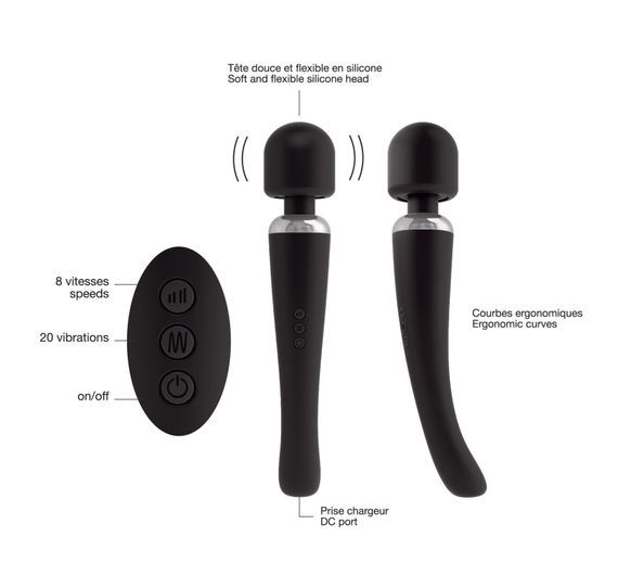 Мощный вибромассажер Dorcel Megawand Black перезаряжаемый, 160 режимов | Зображення 3