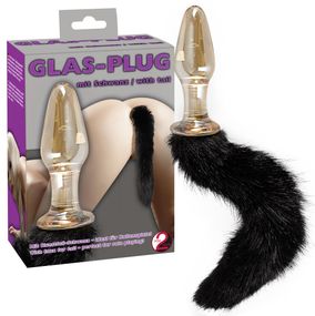 Стеклянная анальная пробка с хвостом Glas with tail Sex Aura