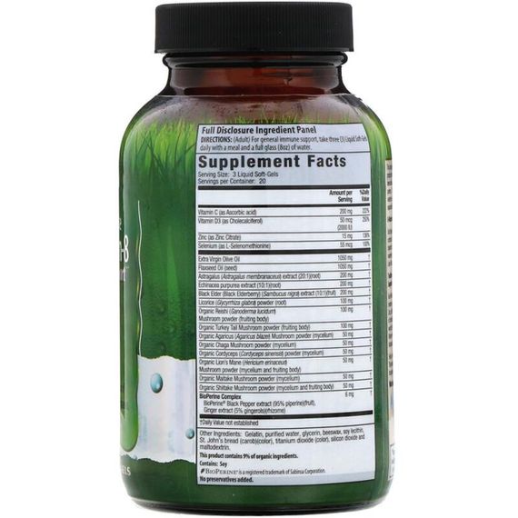 Добавка для иммунитета Irwin Naturals Pure Defense Mushroom-8, Immune Support, 60 Liquid Soft-Gels | Зображення 1