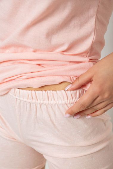 Пижама женская с принтом  -уценка, цвет персиковый, 243R3252-U-1 | Зображення 5