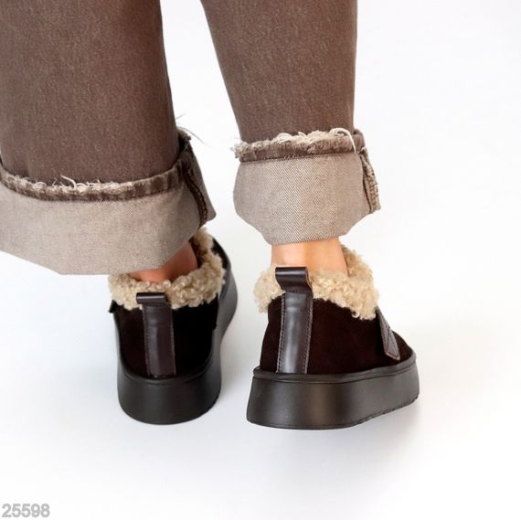 Молодежные дизайнерские зимние автоледи натуралки с опушкой цвет Горький Шоколад | Зображення 7