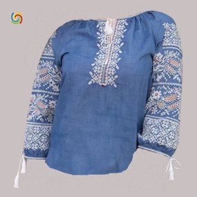 Рубашка Украинская вышиванка 287704 цвет голубой размер M