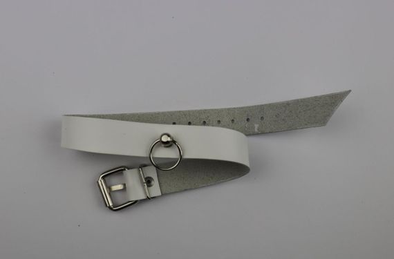 Чокер з кільцем для повідця Feral Feelings - Choker білий, натуральна шкіра Sex Aura | Зображення 1