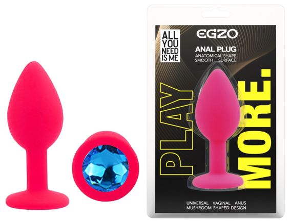Силіконова анальна пробка EGZO - Silicone Pink Round Plug Blue, size S Sex Aura