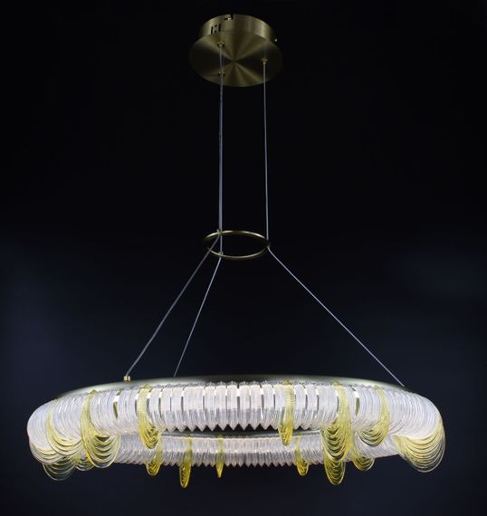 Люстра світлодіодна підвісна LED світильник для квартири на стелю лед 26757 Латунь 30-140х65х65 см. | Зображення 2