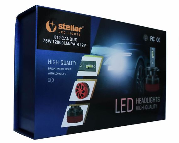 Светодиодные автолампы H4 STELLAR K12 LED 75W 6000K CAN BUS (комплект 2 шт.) | Зображення 4