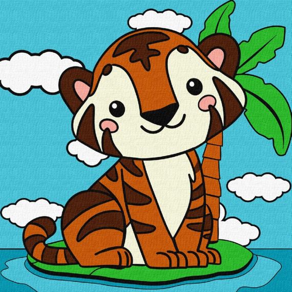 Картина по номерам "Милый тигрёнок" Идейка KHO9068, 25х25 см