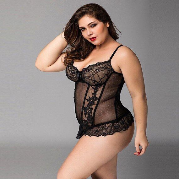 Мереживний корсет JSY «Сексуальна Белла» Plus Size Black, дрібна сітка, гіпюр, чашки з кісточками sexstyle | Зображення 2