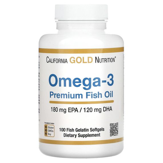 Омега 3 California Gold Nutrition Omega-3, Premium Fish Oil 100 Fish Softgels