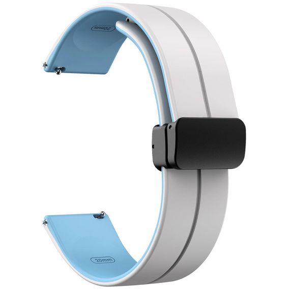 Силіконовий ремінець Classy для Smart Watch 20mm White / Blue | Зображення 1