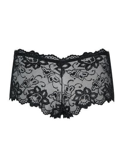 Мереживні трусики-шортики Obsessive Idillia shorties black L/XL | Зображення 4