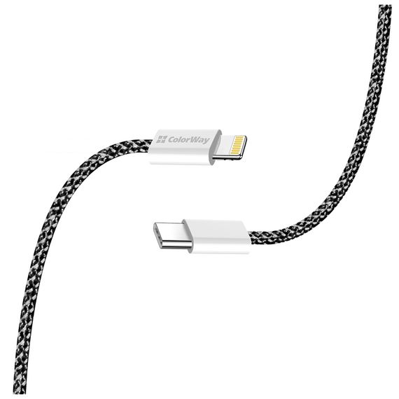Дата кабель USB-C to Lightning 2.0m (PDF Fast Charging 27W) black ColorWay (CW-CBPDCL068-BK) | Зображення 4