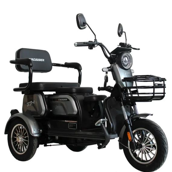 Электротрайк Crosser TR-1 LFP 1500W 76.8V 30Ah, трехколесный электроскутер, до 75 км, для взрослых и пожилых Сірий | Зображення 4