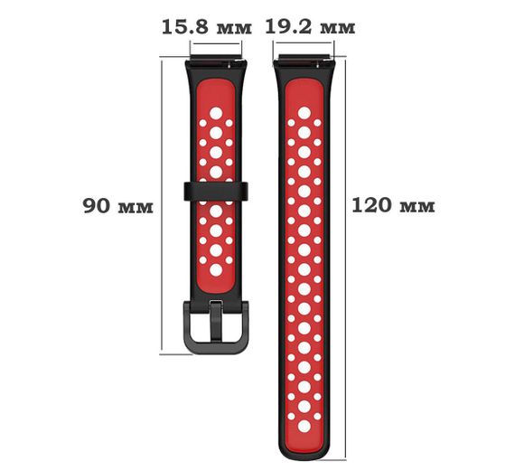 Силіконовий ремінець Primolux Perfor Classic для фітнес браслета Huawei Band 7- Black&Red | Зображення 5