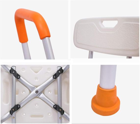 Стілець для душу та ванни зі спинкою і підлокітниками, телескопічний, алюмінієвий 5041RBOR | Зображення 6