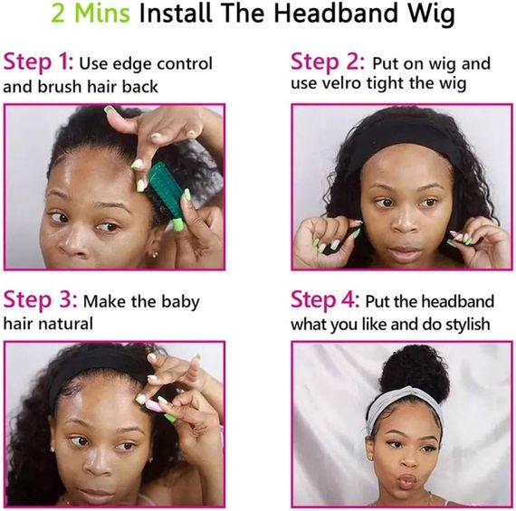 Парик кудрявый Ladiary 50 см из натуральных волос с повязкой, светло-рыжий, густой без клея объемное мини-афро | Зображення 3