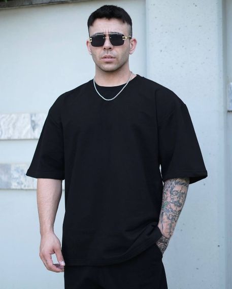 Чоловічий літній спортивний костюм із шортами та футболкою колір чорний, розмір 46/48 PP057 | Зображення 2