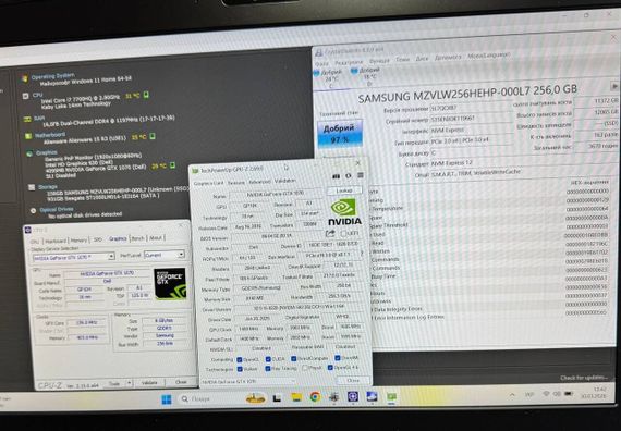 Ігровий ноутбук Dell Alienware 15 R3 / 15.6" (1920x1080) IPS / Intel Core i7-7700HQ (4 (8) ядра по 2.8 - 3.8 GHz) / 16 GB DDR4 / 256 GB SSD + 1000 GB HDD / nVidia GeForce GTX 1070, 8 GB GDDR5, 256-bit / WebCam б/в | Зображення 9
